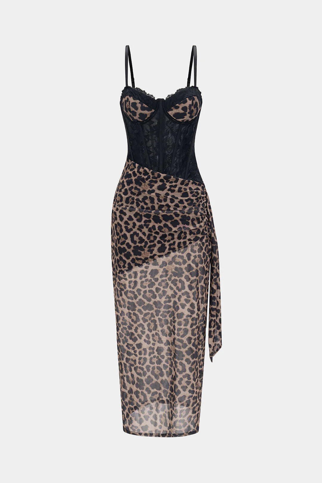Leopard Print Bustier Maxi Dress