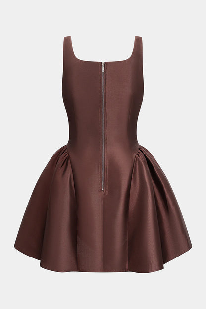Satin Puff Mini Dress