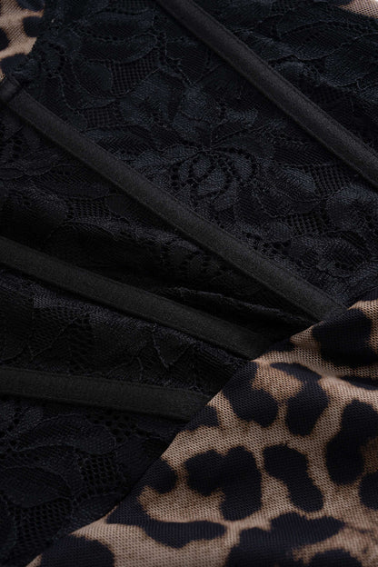 Leopard Print Bustier Maxi Dress