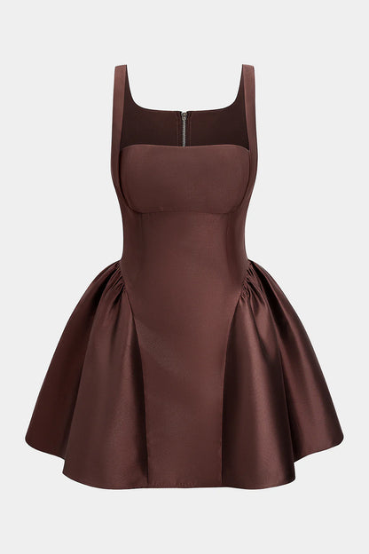 Satin Puff Mini Dress