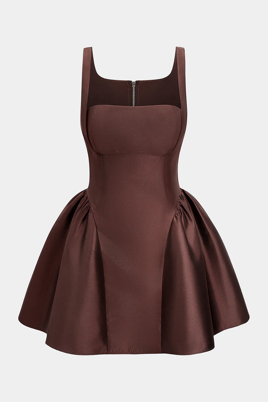 Satin Puff Mini Dress
