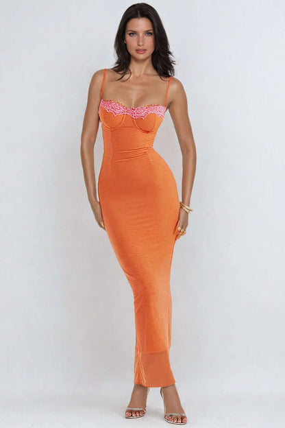 Lace Trim Midi Dress